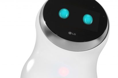 LG CLOi hub robot leaning to right