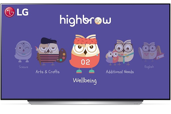 The Highbrow app displayed on LG TV with various options each with different topic