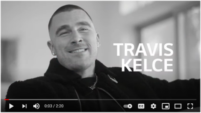 A screenshot from LG’s YouTube video featuring Kansas City Chiefs’ Travis Kelce.