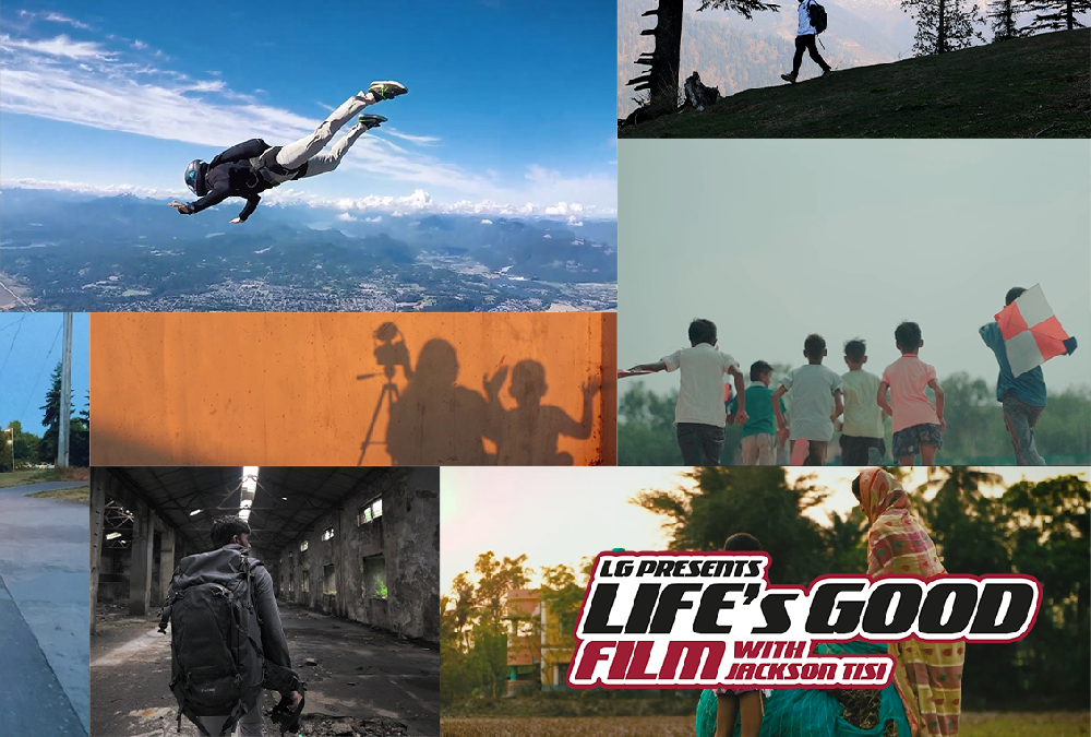 A promotional image for the Life's Good Film campaign with various photos of people doing outdoor activities