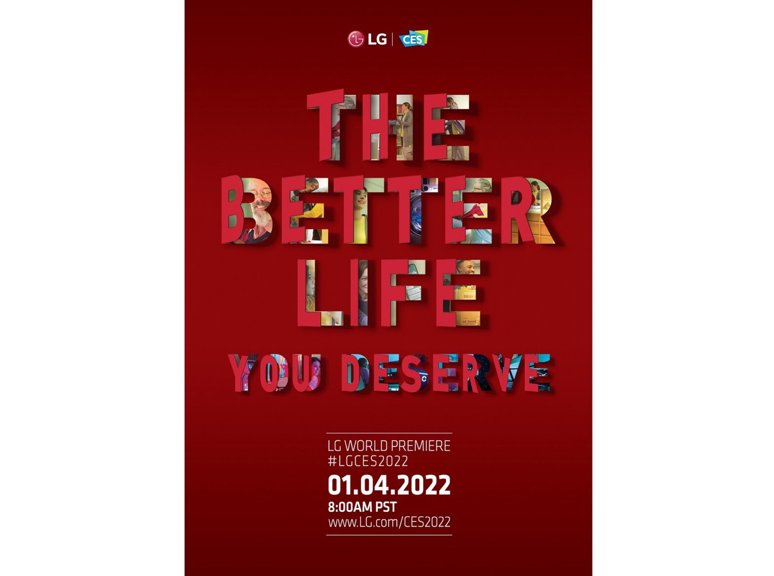 The official poster for LG’s CES 2022 World Premiere featuring the company’s CES theme, ‘The Better Life You Deserve.’