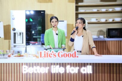 a photo of Chef Devina Hermawan and MC hosting 'Jack's Open Kitchen'