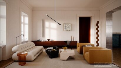 A photo of a living room elegantly decorated in beige tones