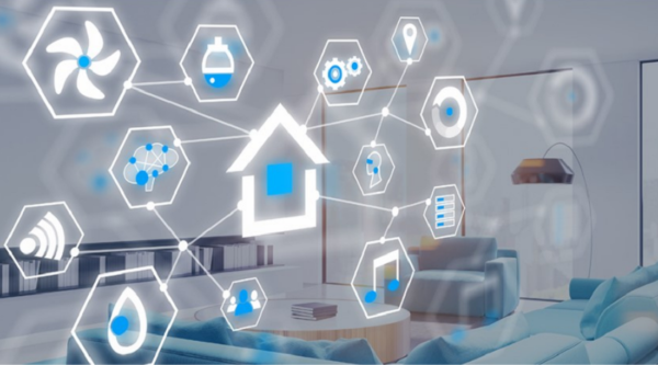 A image illustrating a smart home solution that connects and controls devices within the home