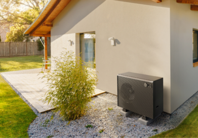 Photo of home's exterior and LG product in the garden next to home