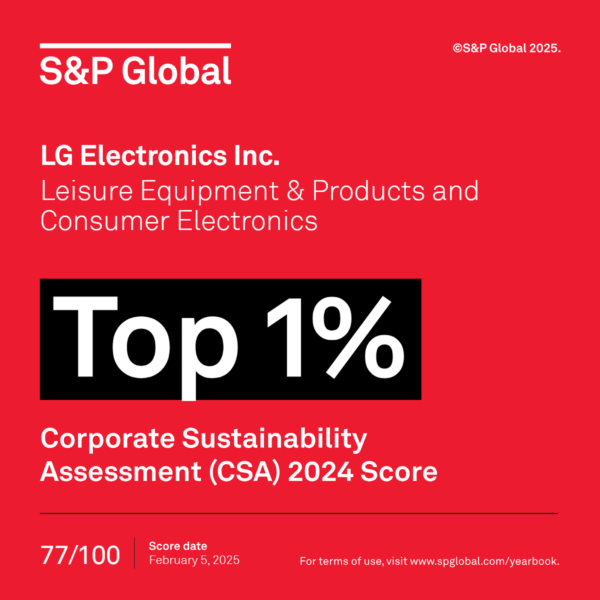 LG Achieves S&P Global’s “Top 1%” Sustainability Ranking for Second Consecutive Year