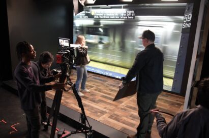 A photo of people busily working in LG Virtual Production Studio